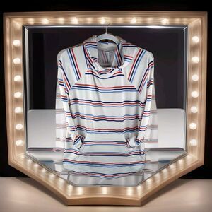 Lu La Roe Pullover Hoodie Size L Striped Kangaroo Pockets Long Sleeve